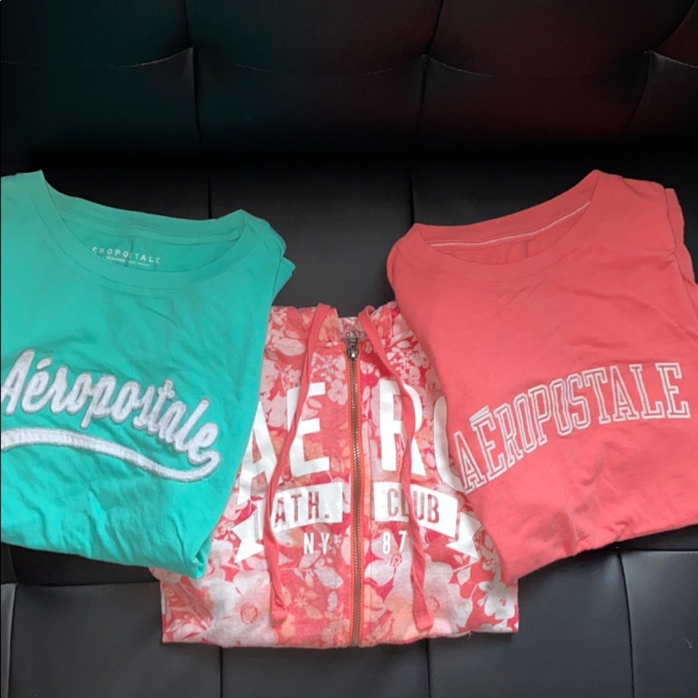Bundle of 3; Aeropostale zip up + two tees